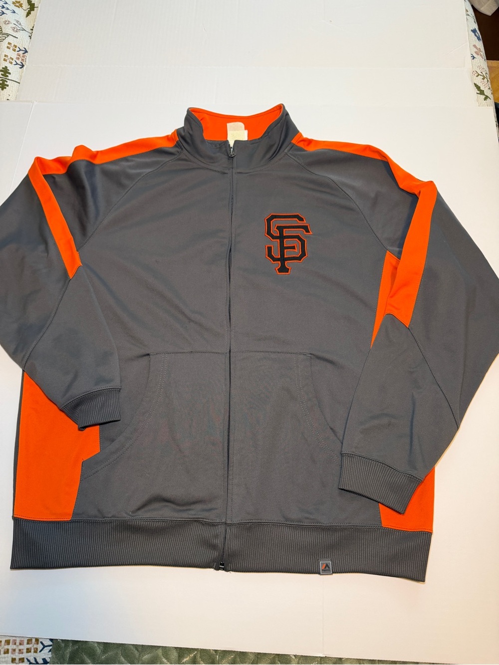 Majestic Grey and Orange San Francisco Giants zip track jacket